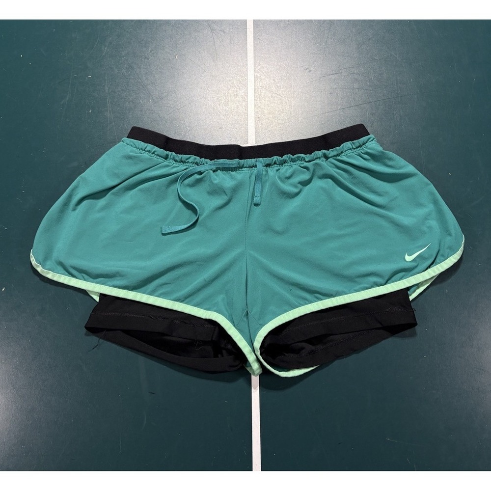 Nike Women's Tempo Running Shorts Size Medium Green‎ Athletic Gym Built In Liner